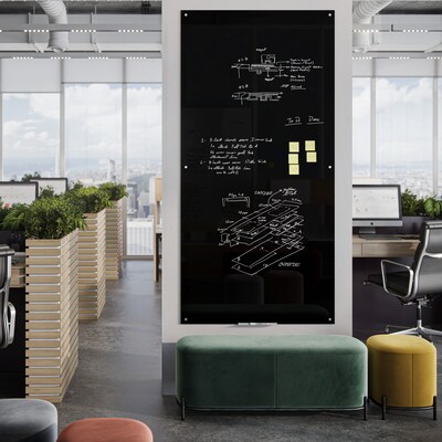 U Brands Glass Dry-Erase Whiteboard, 8' x 4' (3015U00-01)