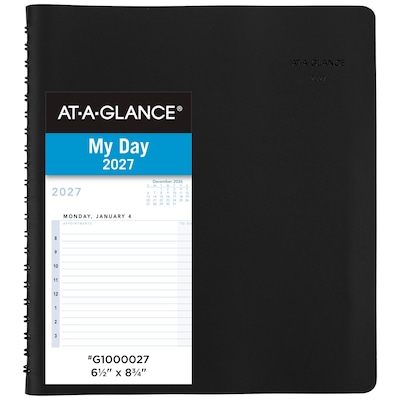 2027 AT-A-GLANCE The Action Planner 6.5 x 8.75 Daily Appointment Book, Faux Leather Cover, Black (70-EP03-05-27)