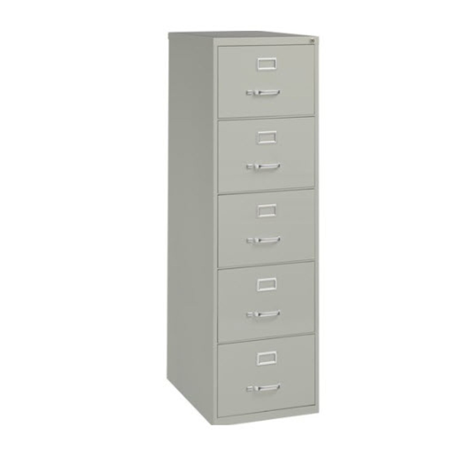 Lorell Fortress Series 5-Drawer Vertical File Cabinet, 18W x 26.5D x 61H, Light Gray (LLR48502)