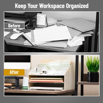 Mind Reader 5-Compartment Plastic Desk Tray, Beige (ANCHBOX5-BEI)