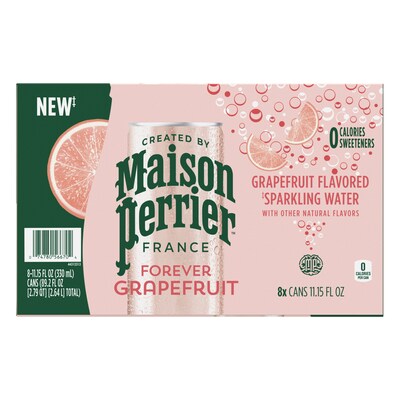 Perrier Carbonated Mineral Water, Pink Grapefruit, 330 ml, 8/Pack (NES64835)