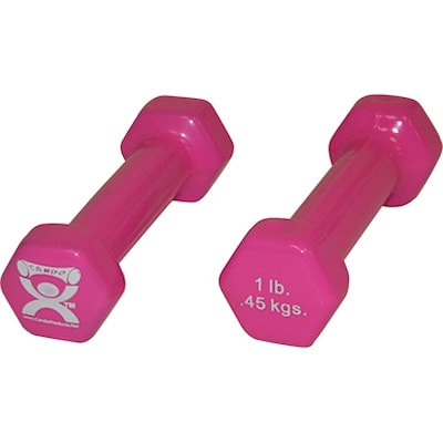 1lb Pink Vinyl Coated Cast Iron Dumbbells