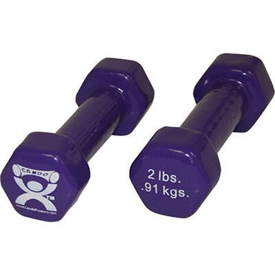 Cando® Vinyl Coated Cast Iron Dumbbells; Purple, 2 lb., Pair