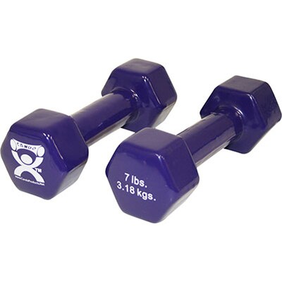 Cando® Vinyl Coated Cast Iron Dumbbells; Purple, 7 lb. Pair