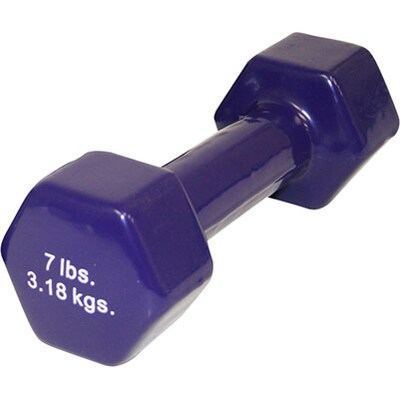 Cando® Vinyl Coated Cast Iron Dumbbell; Purple, 7 lb., Individual