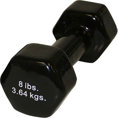 Cando® Vinyl Coated Cast Iron Dumbbell; Black, 8 lb., Individual