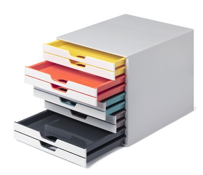 Durable Varicolor Stackable Storage Drawer, 10 Drawers, Plastic, Multicolor (763027)