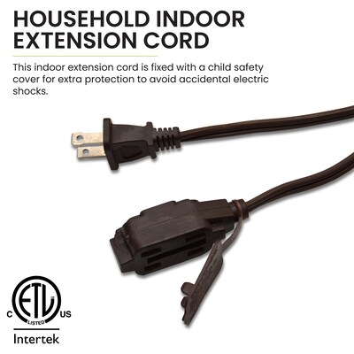 GoGreen Power 15' Extension Cord, 3-Outlet, 16 AWG, Brown (GG-24815-3)