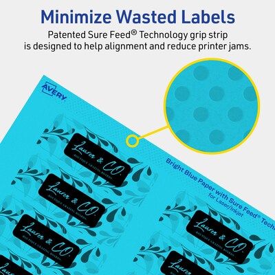 Avery Laser/Inkjet Multipurpose Rectangle Labels, 1" x 3", Bright Blue, 320/Pack (94224)