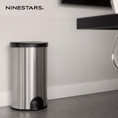NineStars Stainless Steel Indoor Toe Tap Sensor Trash Can, 13.2 Gallons, Silver (TTT-50-19)