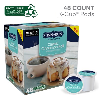 Cinnabon® Classic Cinnamon Roll Coffee, Keurig® K-Cup® Pods, Light Roast, 48/Box (373156)