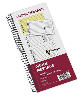 Cosco Phone Message Pad, 5.5 x 11, 100 Sheets/Pad, 2 Pads/Pack (074048)
