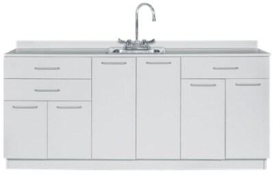 Viva Comfort 36.75H x 72W Exam Room Medical Cabinet With Sink, 2-Doors, 3-Drawers, Gray (ME902-BASE-72-CS-GRY-MK)