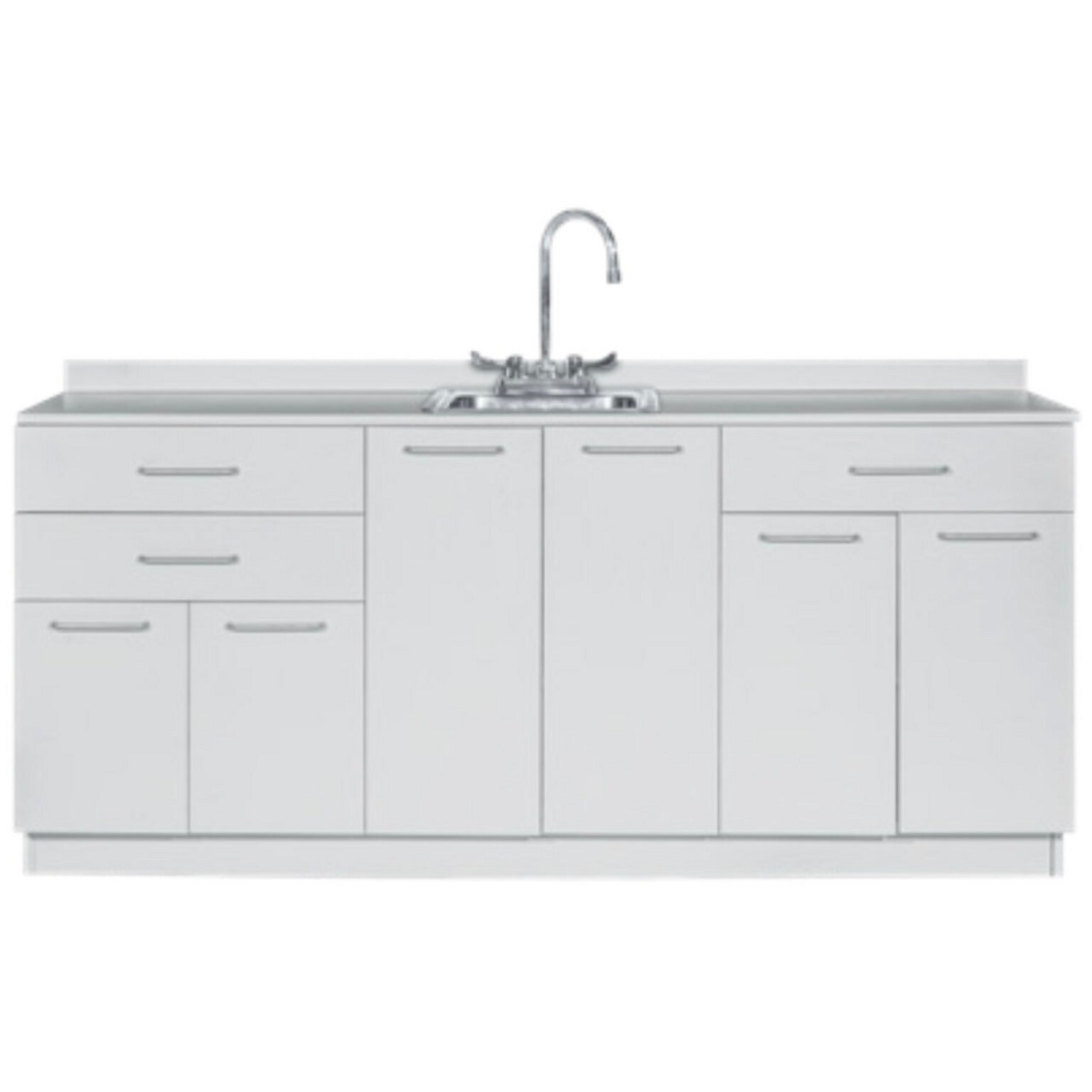 Viva Comfort 36.75H x 72W Exam Room Medical Cabinet With Sink, 2-Doors, 3-Drawers, Gray (ME902-BASE-72-CS-GRY-MK)
