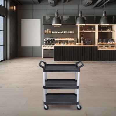 Luxor 3-Shelf Serving Cart, Black/Aluminum (SC12-B)