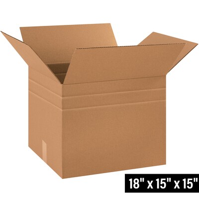 18 x 15 x 15 Multi-Depth Shipping Boxes, Brown, 10/Bundle (MD181515)