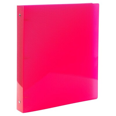 JAM Paper 1" 3-Ring Flexible Poly Binder, Fuchsia Pink (PB75239FU)