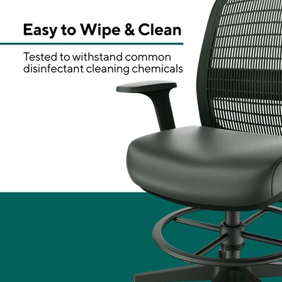 Workplace2.0 Health™ Bedford Polyurethane/Nylon Task Stool, Black (WP62575)
