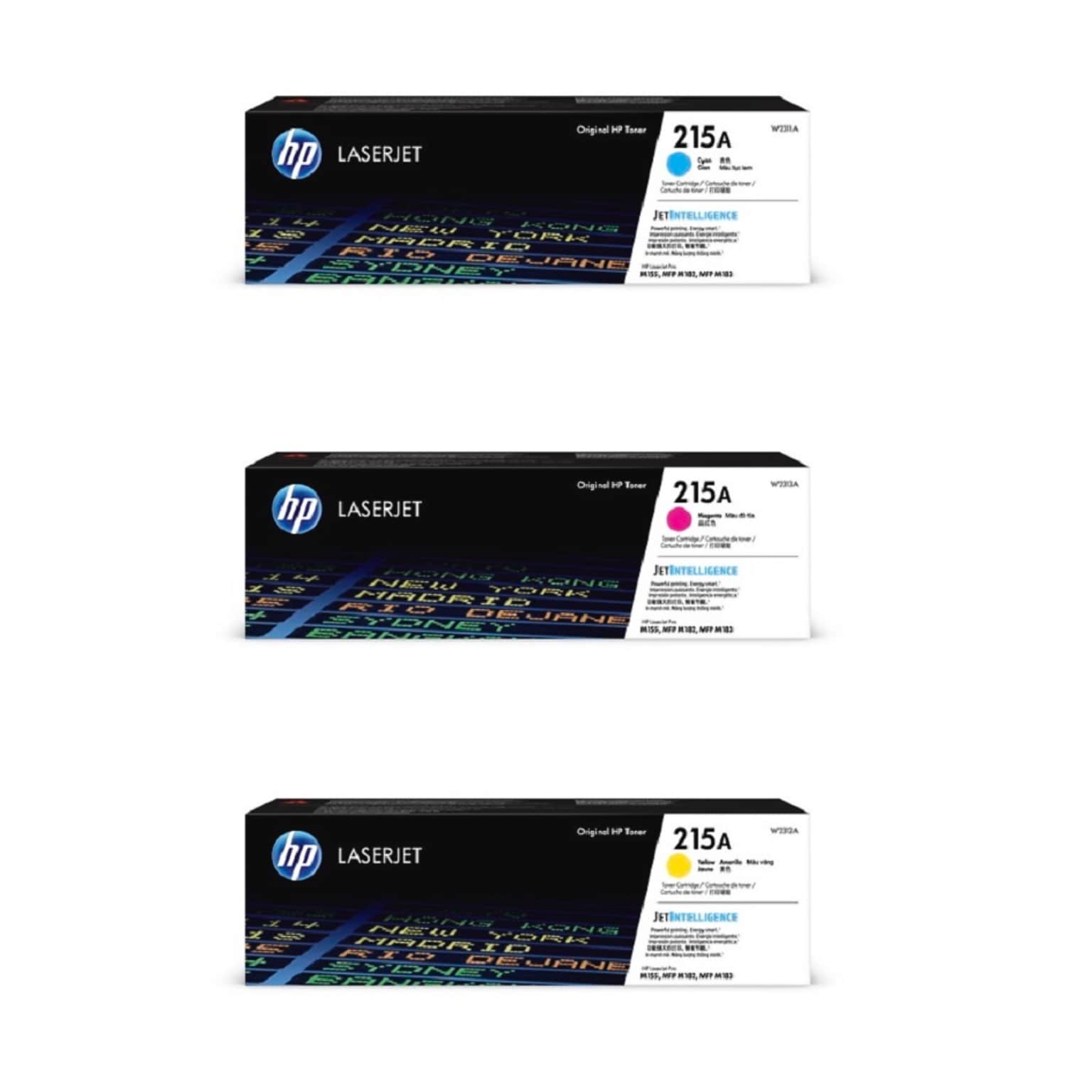 HP 215A Cyan/Magenta/Yellow Standard Yield Toner Cartridge Set, 3/Pack