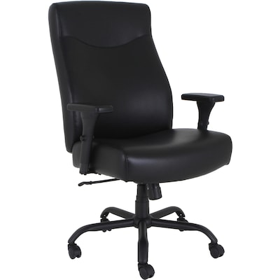 Lorell Big & Tall Bonded Leather Swivel Executive High-Back Chair, Black (LLR48846)