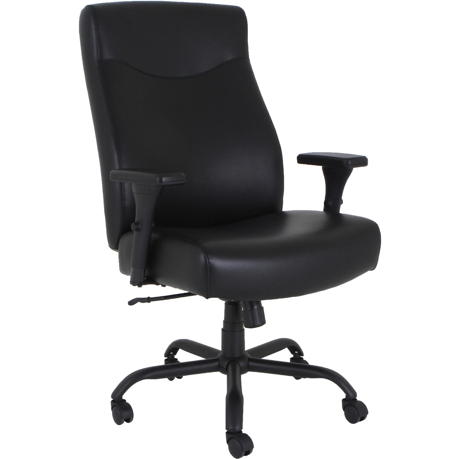 Lorell Big & Tall Bonded Leather Swivel Executive High-Back Chair, Black (LLR48846)
