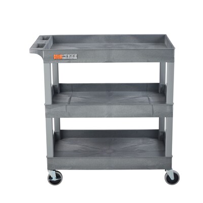 Luxor TUFFY XL 3-Shelf Multi-Purpose Utility Cart, Gray (EC111-G)