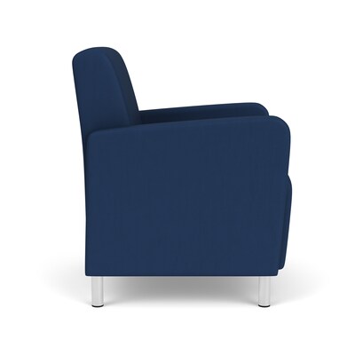 Lesro Ravenna Vinyl Guest Chair, Patriot Plus Imperial Blue/Brushed Steel (RV1101.FBS-01PPIB)