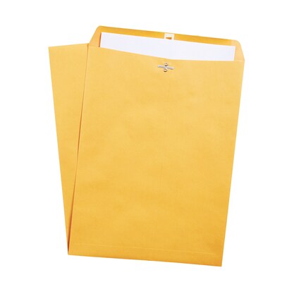 Staples 12 x 15.5 Clasp & Moistenable Glue Kraft Catalog Envelopes, Brown, Heavy-Duty Mailing Envelopes for Documents, 100/Box