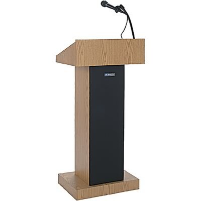 AMPLIVOX® Executive Adjustable Sound Column Lecterns; Wireless; Medium Oak