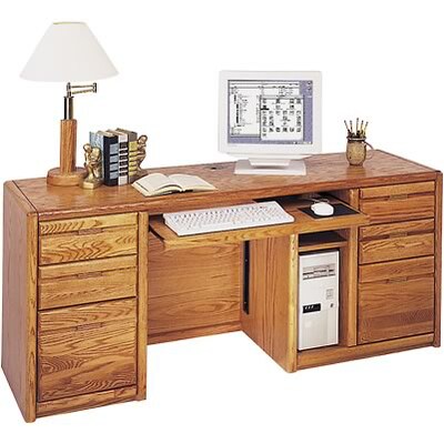Martin Furniture Oak Contemporary Office Grouping; Computer Credenza