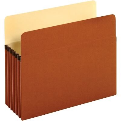 Quill Brand® Reinforced File Pocket, 5 1/4 Expansion, Letter Size, Redrope, 10/Box (71534GR)