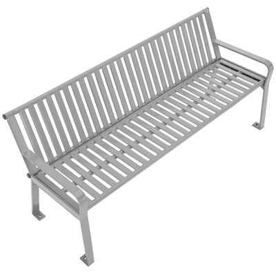 Global Industrial 6' Outdoor Bench with Back, Vertical Steel Slat, Gray (694854GYKD)