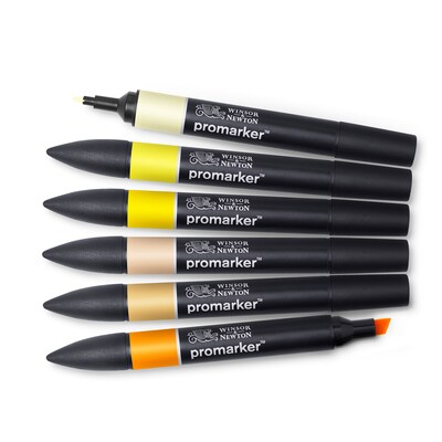 Winsor & Newton Promarker Dual-Tip Alcohol Based Marker, Yellow Tones, 6/Pack (WNX0290157)