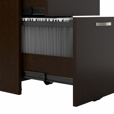 Bush Business Furniture Office in an Hour 63"H x 129"W 2 Person In-Line Cubicle Workstation, Mocha Cherry (OIAH005MR)