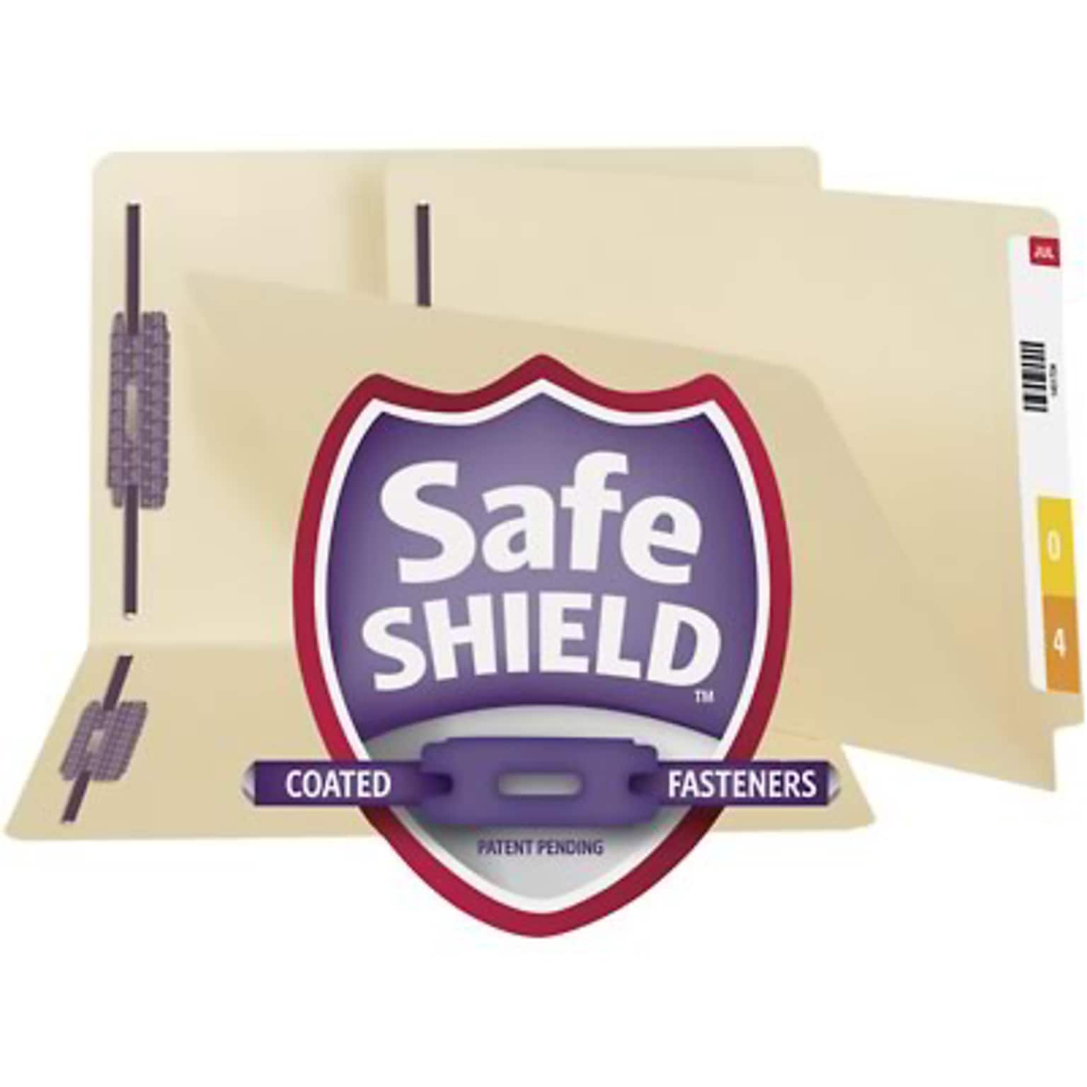 Smead SafeSHIELD Reinforced End-Tab File Folders, 2-Fasteners, Letter, Manila, 50/Bx (34117)