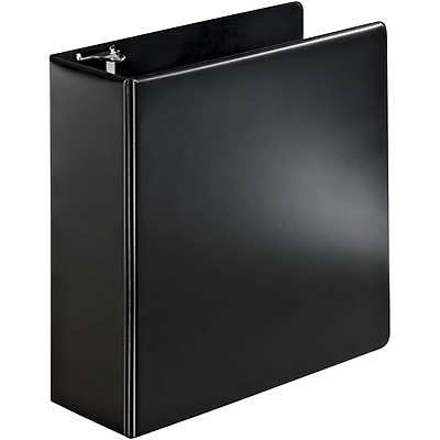 Quill Brand® Standard 4 3-Ring Binder with D-Rings, Black (758551)