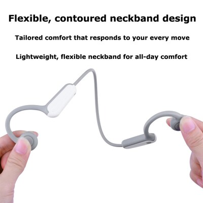 Open-Ear Bone Conduction Headphones Neckband Open-Ear Design IPX5 Sweat Resistant Gray