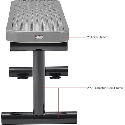 Global Industrial 4' Outdoor Steel Flat Bench, Expanded Metal, Gray (695741GY)