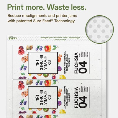 Avery Hemp Rectangle Laser/Inkjet Multipurpose Labels, 3-1/4" x 8-3/8", Off-White (24/Pack)