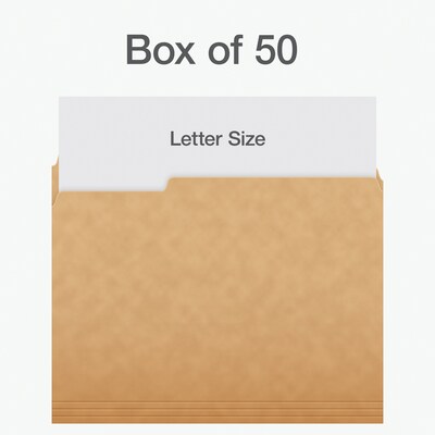 Pendaflex Heavy Duty File Folder, 1/3-Cut Tab, Assorted, Letter Size, Kraft, 50/Box (1007030)