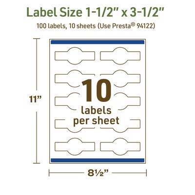 Avery Dissolvable Decorative Edge Multipurpose Labels, 1.5" x 3.5", Off-white, 100/Pack (94122)