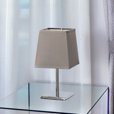 Creekwood Home Square Chrome 9.65" LED Table Lamp, Grey (CWT-1013-GY)