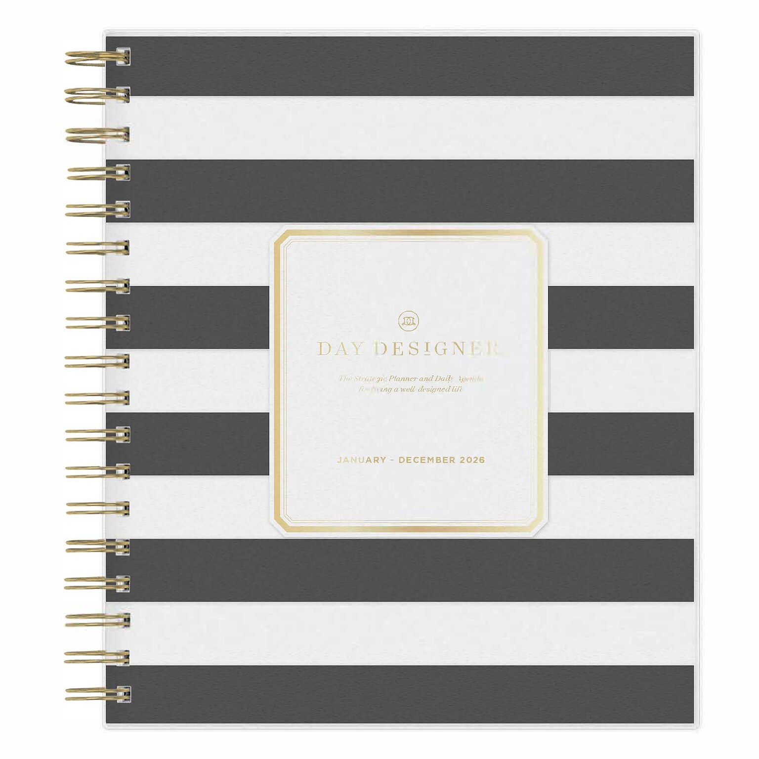 2026 Blue Sky Day Designer 10 x 8 Weekly & Monthly Personal Organizer, Plastic Cover, Rugby Stripe Black (154640)