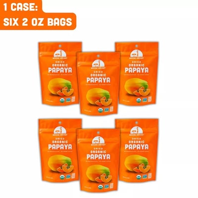 Mavuno Harvest Gluten Free Organic Dried Papaya Fruit Snacks, 2 oz., 6 Bags/Pack (MAHW-PPYA2OZ6PK)