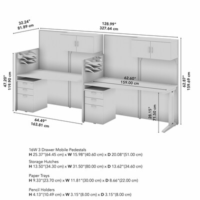 Bush Business Furniture Office in an Hour 63"H x 129"W 2 Person In-Line Cubicle Workstation, Hansen Cherry (OIAH005HC)