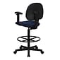 Flash Furniture Ergonomic Fabric Drafting Stool, Adjustable Arms, Navy Blue (BT659NVYARMS)