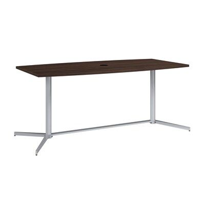 Bush Business Furniture 72W x 36D Boat Shaped Conference Table, Black Walnut/Cool Gray Metallic (9