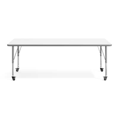 Flash Furniture Wren Rectangular Activity Table, 72" x 30", Height Adjustable, White Top/Silver Frame (XUA3072RECWHTPC)