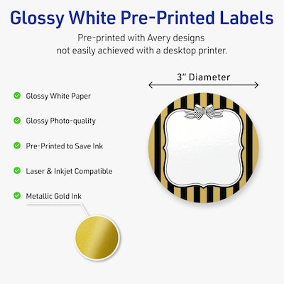 Avery Round Laser/Inkjet Multipurpose Labels, 3, White, 60/Pack (19479370953)