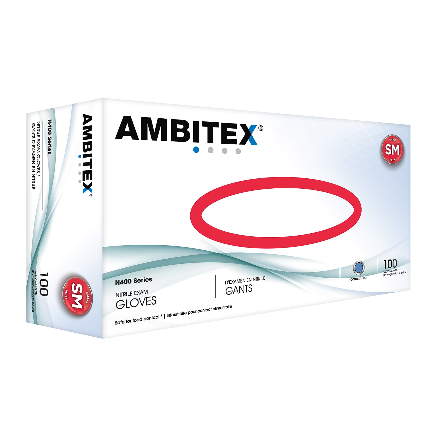 Ambitex N400 Series Powder Free Blue Nitrile Gloves, Small, 100/Box (NSM400)